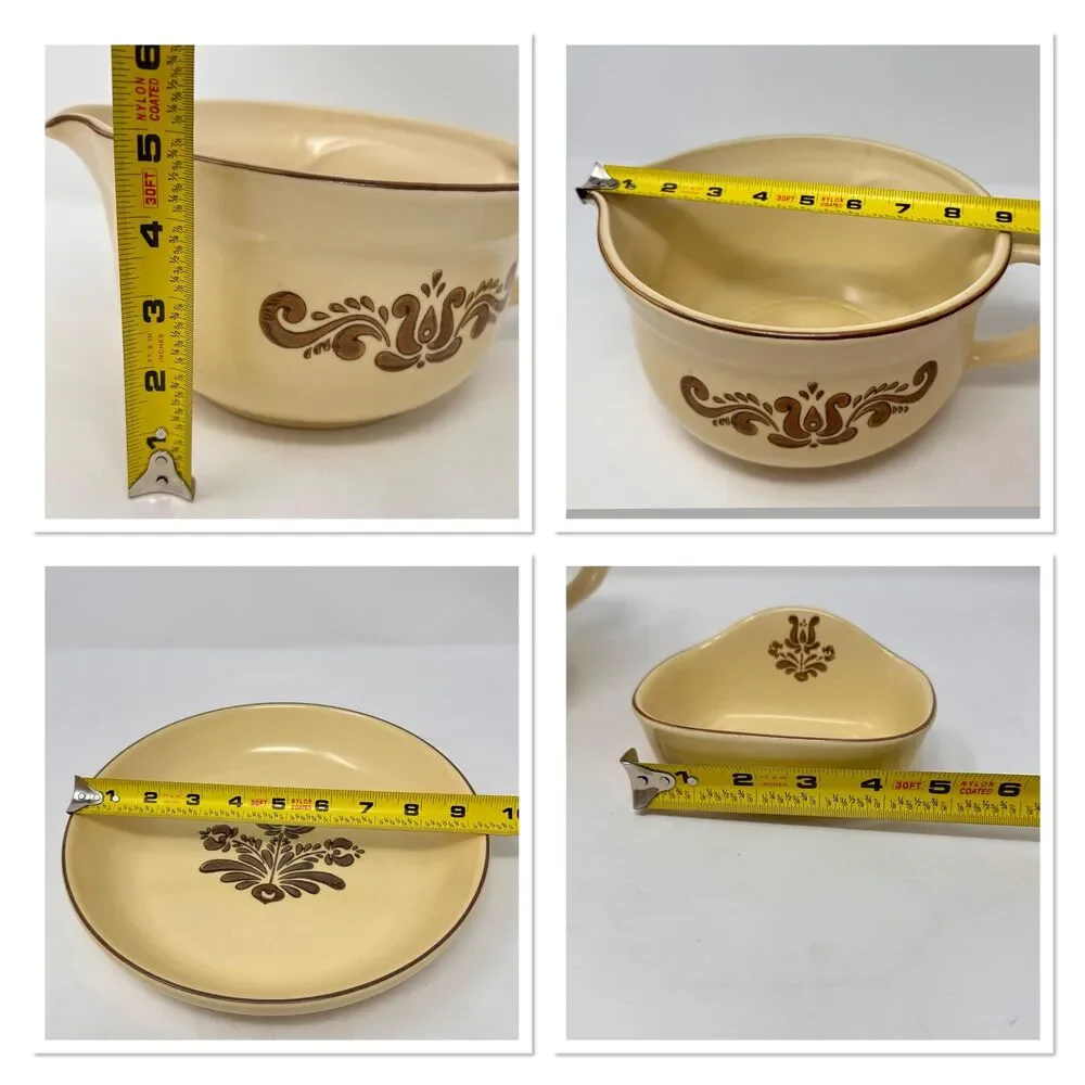 Vintage Pfaltzgraff Village Stoneware Batter Bowl Plate Dish 3pc Lot - READ